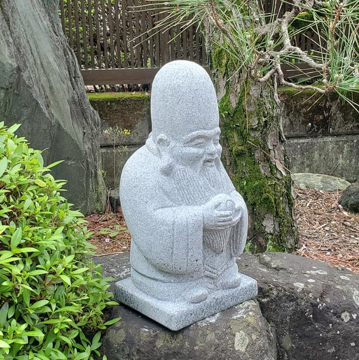 Amazon.co.jp: 桃を持った寿老人【七福神】高さ約35cm 石置物